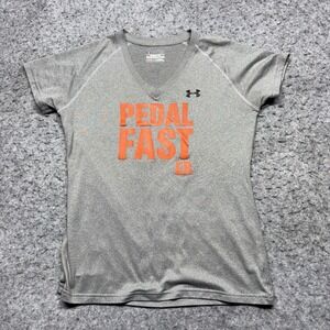Under Armour Semi Fitting Short Sleeve T Shirt Women's Medium Gray‎ Graphic